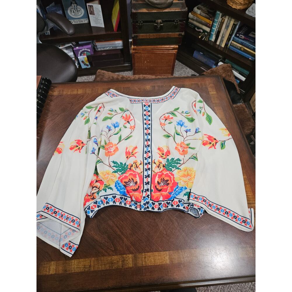 Flying Tomato Boho Floral Kimono Sleeve Crop Top Festival Cottagecore L - Picture 6 of 6